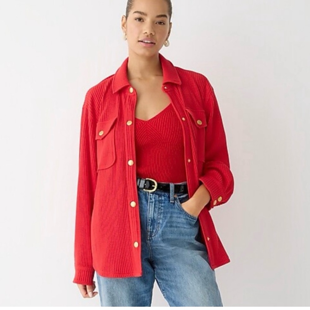 J. Crew Waffle- Knit Shirt-Jacket